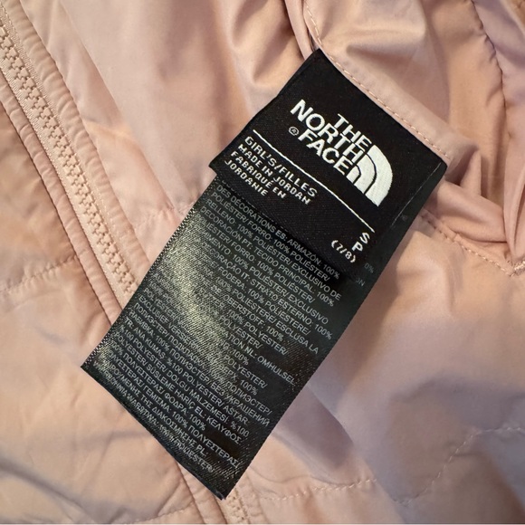 Girls North Face Reversible Mossbud Parka Coat Size Small 7-8 Pink Youth Fuzzy - Picture 4 of 10